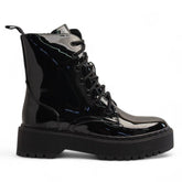 Europeon Union Women Black Vernis Leather Half Boot #3356